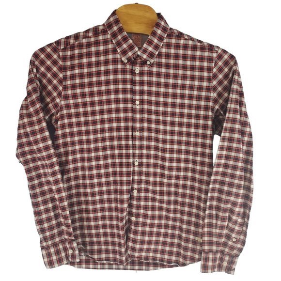 Scotch & Soda Mens‎ XL Red Plaid Long Sleeve Button Down Shirt - Picture 2 of 4